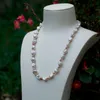 Цепи ручной ожерелье натуральное 11-12 мм 5-6 мм бело-фиолетовый пресноводный жемчужный барокко цепь 52cmchains