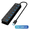 USB 3.0 Hub USB Hub 3.0 4 7 Port Multipel Expander Multi USB -splitter med Switch Power Adapter för PC -dator