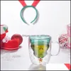 Mugs Drinkware Kitchen Dining Bar Home Garden Creative Glass Christmas Tree Star Wish Cup High Temperature Mug Double Layer Dhkdq
