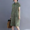 Sukienki swobodne vintage letnia kratona sprawdzona szata Sundress Femme wakacyjna sukienka kolanowa Tunik Kobiet Lapel Szyja z krótkim rękawem Vestidoscasual