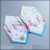 Handkerchief Home Textiles Garden Ll Cotton Print Towels Floral Embroidered Scarf Pocket Hankie Hankerchief Wll542 Cz