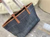 2022 New Totes Designer Handbag Women Denim Exterior Bags Fashion Luxury Handbags For Woman Blue Label Tote Bag Gray Shopping Bag Large Capacity With Leather Handle