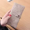 2022 Koreansk utgåva Frosted Pu Long Leaf Women's Wallet Card Bag Stor kapacitet Fashion Versatile Trend Women's Zero Plånböcker