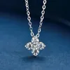 Hanger Kettingen Trendy 0.4ct D Kleur VVS1 Moissanite Clover Ketting Voor Vrouwen 925 Sterling Zilveren Diamanten Bloem GiftPendant PendantPenda