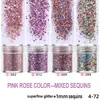 Nail Art Sequins Polvo de brillo ultrafino + 1 mm + 2 mm + 3 mm Lentejuelas pequeñas Conjunto de gradiente ultrafino WH0605