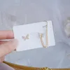 Backs Earrings Clip-on & Screw Back Korean Temperament Pearl Butterfly Ear Bone Clip Gold Color Bling Delite Zircon Earring Wedding Bridal