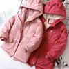 2021 Yeni Keep Sıcak artı Kadife Kış Kızları Ceket Uzun Stil Kalın Kalın Kapşonlu Açık Ceket Kız Çocuklar İçin Ağır Sevimli Dış Giyim J220718