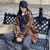 Koreanische Schwarze Lederjacke Frauen Winter Lange frauen Moto Biker Zipper Streetwear Harajuku Y2K Lose Mantel 220810