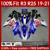 Corpo stampo ad iniezione per YAMAHA YZFR3 YZF-R25 YZFR25 2019-2021 Carrozzeria 141No.26 100% Fit YZF R 3 25 R3 R25 19 20 21 Telaio YZF-R3 2019 2020 2021 Kit carenatura OEM blu lucido