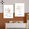 Розовый цветочный на заказ название Canvas Painting Carty Cartoon Animals стена картинка милые плакаты слонов и принты дома северный декор 220623