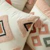 Kudde /dekorativ marockansk stil tuftad täckning 30x50 45x45cm bomullsduk geometriskt mönsterfodral för soffa vardagsrum hem dekorera /deco