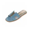 2021Slippers designer Slippers Leather sandal Slides 2 Straps with Adjusted Gold Buckles Men and Women Summer flip flops have box size 35-46