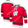 College Hockey bär NCAA UW Hockey Jersey 34 Trent Frederic 19 Cameron Hughes 13 Ryan Wagner 10 Jake Linhart 21 Chris Chelios 4 Ryan Suter 19 Kandre Miller 18