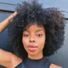 4a 4b 4c Afro Kinky Curly Human Hair Perücken natürliche Kopfhaut Full Machine machte keine Spitze Afroamerikaner 150%Dichte natürliche Farbe mit Knall