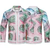 Casablanca Gradient Silk Printed Shirt Beach Surfing Landscape Casual Long Sleeve Dress Shirt