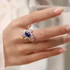 Anelli di nozze RUZZALLATI Lusso femminile Royal Blue Zircone Pietra Piuma Anello di barretta vintage Donne di alta qualità Promessa Gioielli Rita22