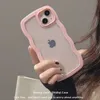Clear Wave Border Phone Cases Candy Color Transparent Soft TPU för iPhone 14 Pro Max 12 13 X XR XS Fashionable Fresh Silicone 2 In 1 Back Cover