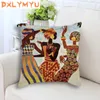 アフリカ絵画アート印象エキゾチックなスタイルスロー枕コットンリネンアフリカンダンサークッションソファホームデコレーション220507