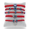 Handvävd charmarmband kabbalah röd strängtråd armband blå ond öga handkedja
