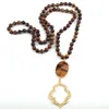 Подвесные ожерелья мода богемные племенные украшения натуральные камни с длинной завязкой каменная связь