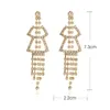 Retro Długie Tassel Dżetów Dynda Kolczyki Dla Kobiet Dziewczyny Temperament Hollow Geometryczne Dangle Ear Biżuteria Akcesoria