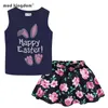 Mudkingdom Summer Girl Clothes Set Easter Chiffon Skirt Outfit LOVE Cute Girls Suits I Love Daddy Mommy Children Clothing 220615