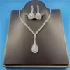 Oorbellen ketting prachtige mode eenvoudige kubieke zirkonia glanzende kristalvrouwen ingesteld voor bruiden bruidskostuum sieraden setearrings