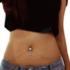 Rhinestone Chain Dangle Navel Piercings Silver Color Stainless Steel Belly Button Rings Waist Chain Piercing Women Body Jewelry