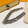 Designer Silver Bracelet Mens Titanium Steel Chains Luxury Brand Jewelry Women Bangle Retro Cuba Bracelets Fashion Wide Chain For 294S