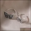 Bandringen sieraden 925 Sterling Open Butterfly Hollow Cool Punk Vintage Retro Birthday Gifts Accessoires Drop Delivery 2021 Lex69