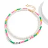 2 pezzi di perle a strati perline collana girocollo corta per le donne Collana di catene di perline della Boemia sul collo Regali di gioielli di moda