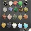 Colliers pendants forme de coeur doré guérison reiki pierre femmes jade cristal semi-précieuse