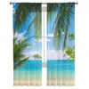 Curtain & Drapes Beach Green Coconut Tree Sky Clouds Tulle Sheer Window Curtains For Living Room The Bedroom Modern Voile Organza DrapesCurt