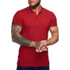 Herren Polos Männer Frühling und Sommer Top Shirts Slim Button Bluse Solid Farbe kurzärmel Casual Hemd Langschläfte Herren T -Shirt Weiß Yoga Topme