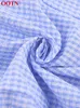 OOTN Bleu Blanc Plaid Dos Nu Robe D'été Femmes Taille Haute À Lacets Hors Épaule Robe Moulante Sexy Plage Courte Robe D'été Femme 220511