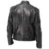 Men Jacket Stand Collar Chic Long Sleeve Short Jacket Zipper Faux Leather Motorcycle Jacket Male Jackets Autumn Winter L220801