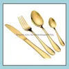 Ужин наборы посуды кухонный обеденный бар домашний сад ньюстенская сталь золотая столовые приборы Spoon Fork Нож -чайные лопатки набор кухонная посуда 4 стиль R R