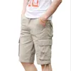 Men's Shorts Male Multi Pocket Summer Loose Zipper Breeches Khaki Grey Plus Size Short Pant Casual Cotton Black Long Mens Cargo ShortsMen's