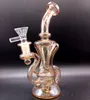 9.5 inch Small Golden Glass Water Bong Hookah Oil Dab Rigs Portable Smoking Pipe