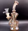 9,5 Zoll kleine goldene Glaswasserbong Shisha Oil Dab Rigs Tragbare Rauchpfeife