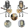 Micrófono Robot Lámpara Vintage Metal Touch Dimmer Mesa LED Guitarra Escritorio Luz solar 220525