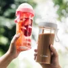 Double Sippy Drink Cup Creative Lovers Water Bottle Caneca Outdoor Sports Tumbler Coffee Mug Double-tube Opening Design Keepcup 220309