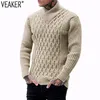 Mens Turtleneck tröja Pullover Male Autumn Long Sleeve Slim Fit Sweaters Solid Color Tops M2XL 220817