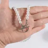 Łańcuchy Trendy klasyczny naszyjnik z imitacji pereł mężczyźni Handmade szerokość 6/8/10mm zapięcie przełączające zroszony do biżuterii GiftChains