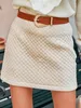 Berrygo Autumn Faux Suede Skirt Women Quilt Mini Winter Winter Plaid Plaid Short Solid Elasty cintura 220511