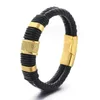 Bracelets porte-bonheur mode en cuir véritable hommes en acier inoxydable à la main tressé corde hommes Bracelet bijoux charme Lars22