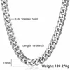 Matte Davieslee-Halskette, gebürstet, poliert, für Herren, Kettenschliff, Curb Cuban Link, 316L-Edelstahl, silberfarben, 15 mm, DHNM18 220217278p