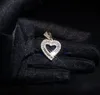 Collana con pendente a cuore baguette ghiacciata ghiacciata Bling Micro Pave Cubic Zirconia Diamanti simulati Catena a corda a cuore