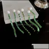 Bengelen kroonluchter oorbellen sieraden mode smaragd pearl crystaltassel hanger voor vrouwen vintage ontwerp dhmsw