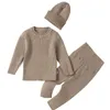 Giyim setleri 3pcs bebek giysileri seti unisex kış bebek kazak gömlek örgü kız şapka 3-6 ay doğumlu erkek çamaşır çırpma